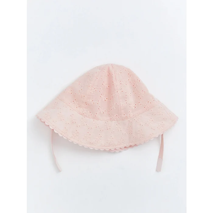 LCW baby Pembe Çiçek Nakışlı Kız Bebek Bucket Şapka