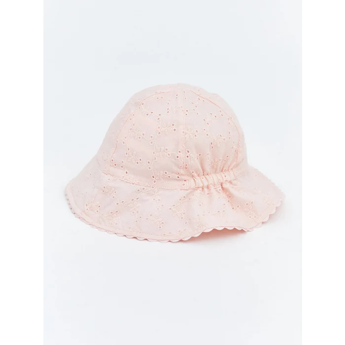 LCW baby Pembe Çiçek Nakışlı Kız Bebek Bucket Şapka