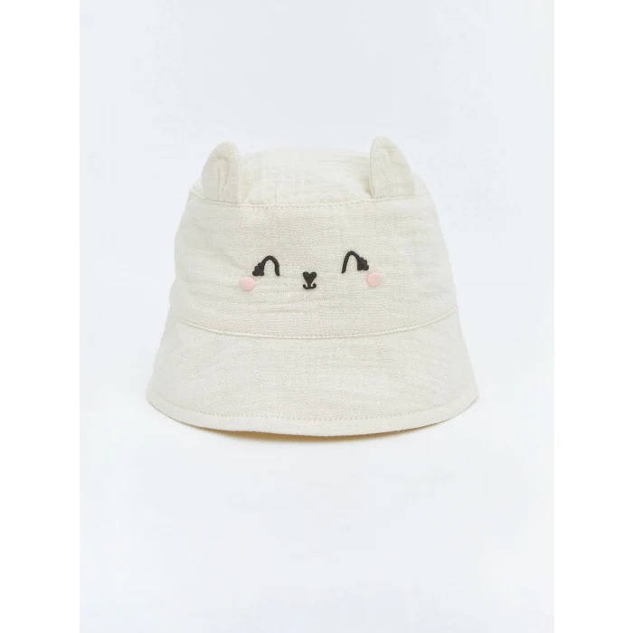 LCW baby Ekru 3 Boyutlu Kız Bebek Bucket Şapka