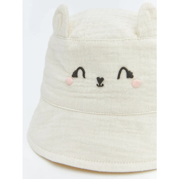 LCW baby Ekru 3 Boyutlu Kız Bebek Bucket Şapka