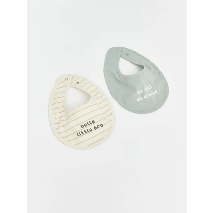 LCW baby Ekru Baskılı Erkek Bebek Mama Önlüğü 2li