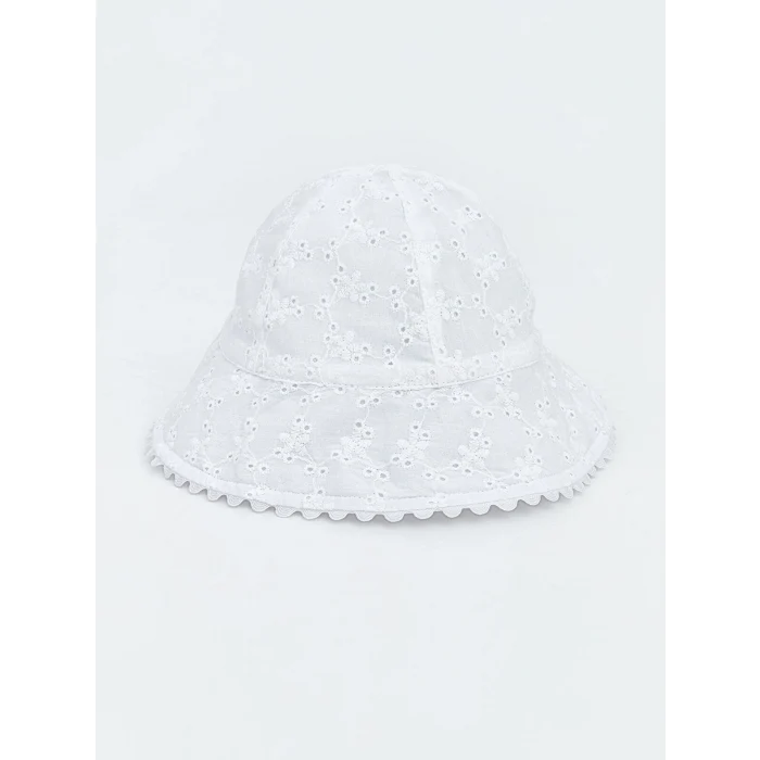LCW baby Ekru Çiçek Nakışlı Kız Bebek Bucket Şapka