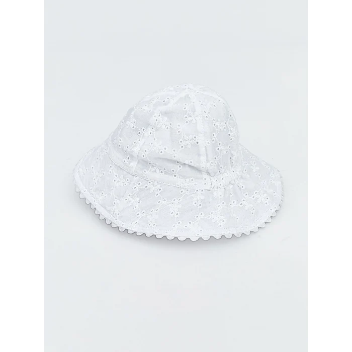LCW baby Ekru Çiçek Nakışlı Kız Bebek Bucket Şapka