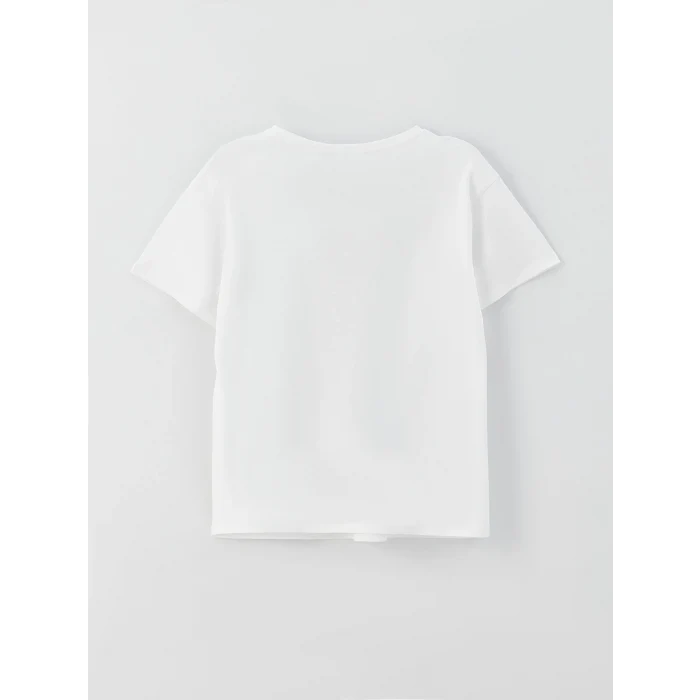 LCW Vision Beyaz Bisiklet Yaka Baskılı Kısa Kollu Kadın Tişört