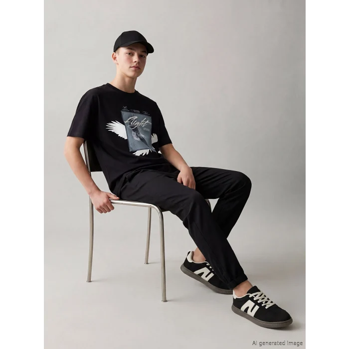 LCW Kids Siyah Beli Lastikli Erkek Çocuk Jogger Pantolon