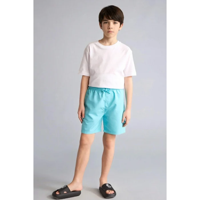 Defacto B7494A8TR174 Turkuaz Basic Düz Deniz Şortu Erkek Çocuk