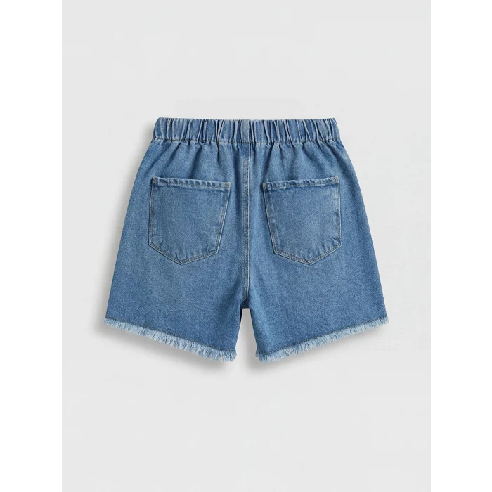 LCW Kids İndigo Yırtık Detaylı Kız Çocuk Şort Etek