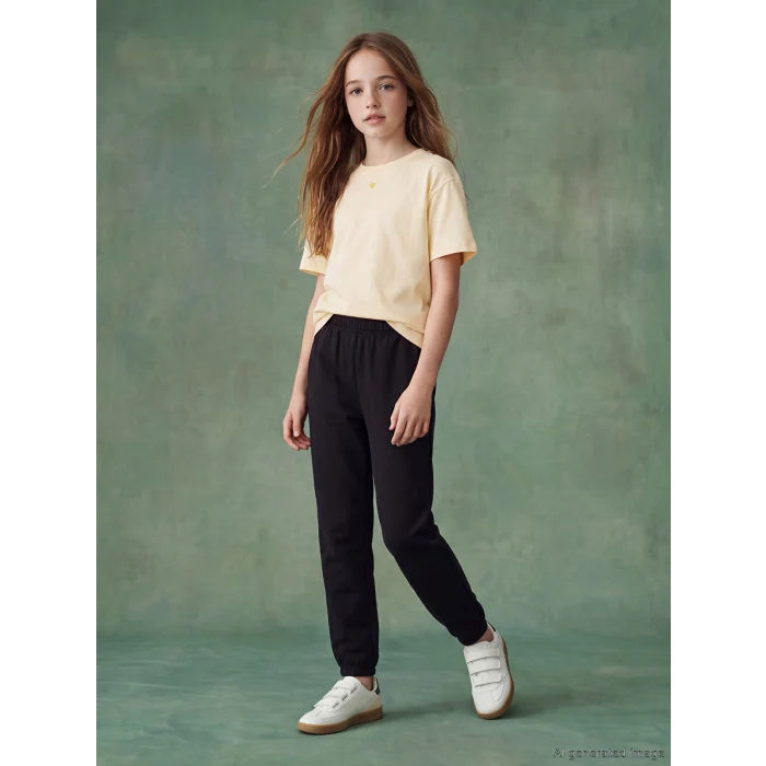LCW Kids Siyah Kız Çocuk Soft Touch Jogger Eşofman Altı