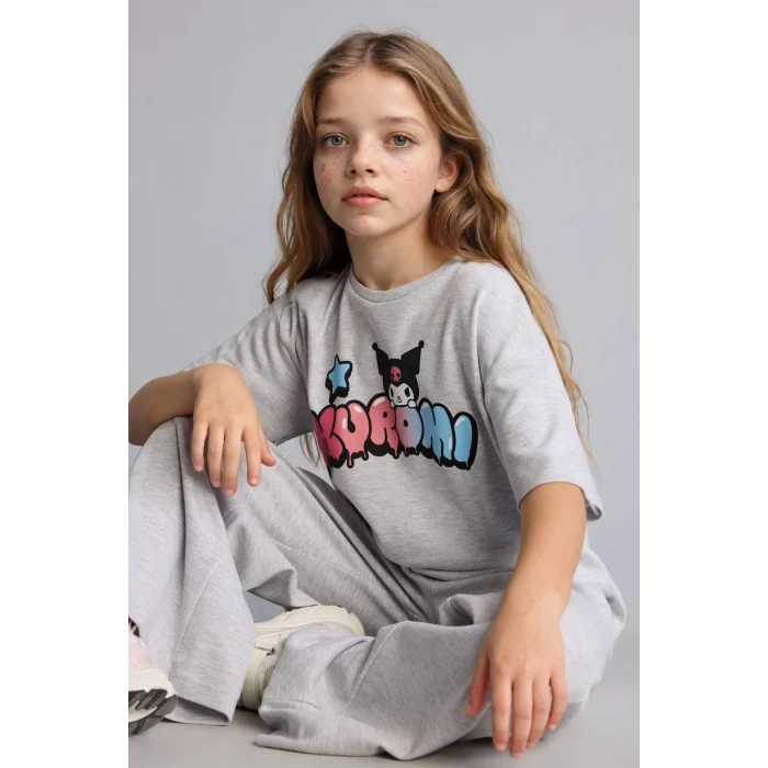 Defacto H2756A8GR28 Gri Hello Kitty  2li Takım Kız Çocuk