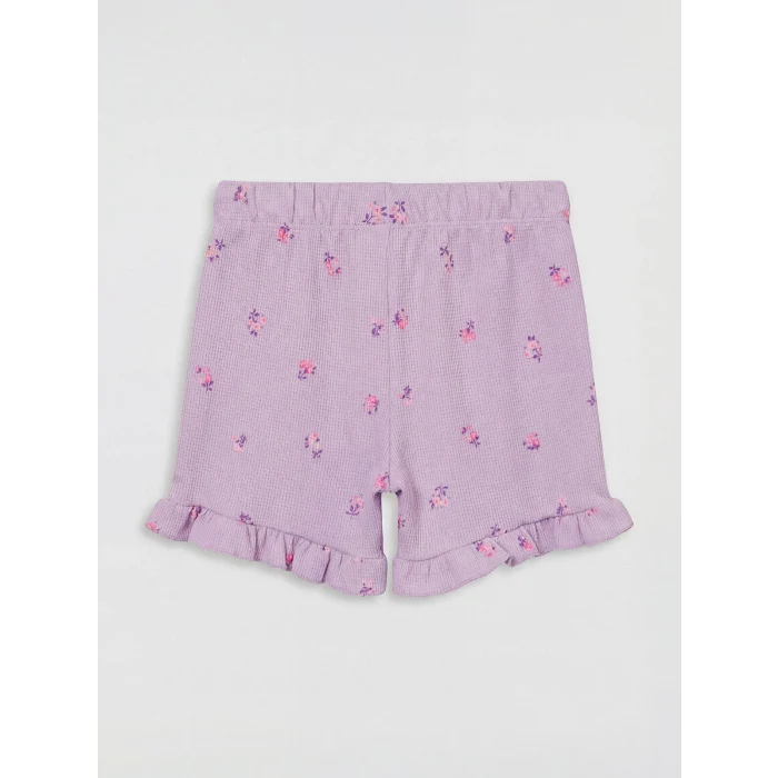 LCW Kids Lila Beli Lastikli Çiçekli Kız Çocuk Şort