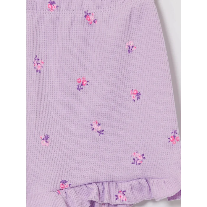 LCW Kids Lila Beli Lastikli Çiçekli Kız Çocuk Şort