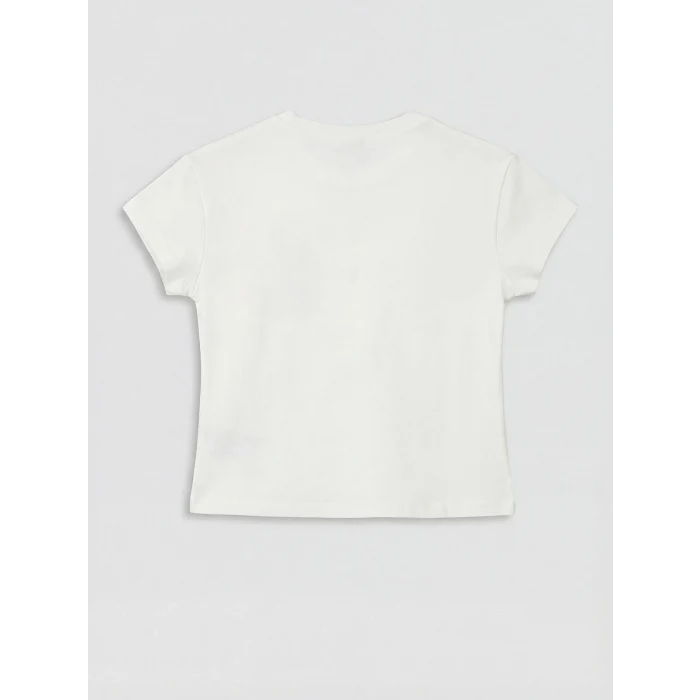 LCW Kids Beyaz Taşlı Kız Çocuk Fitilli Tişört ve Tayt