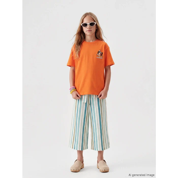 LCW Kids Turuncu Nostaljik Maymun Baskılı Erkek Çocuk Tişört