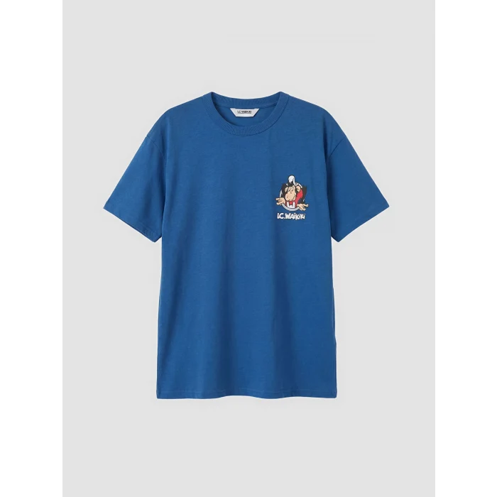 LCW Kids Mavi Nostaljik Maymun Baskılı Erkek Çocuk Tişört
