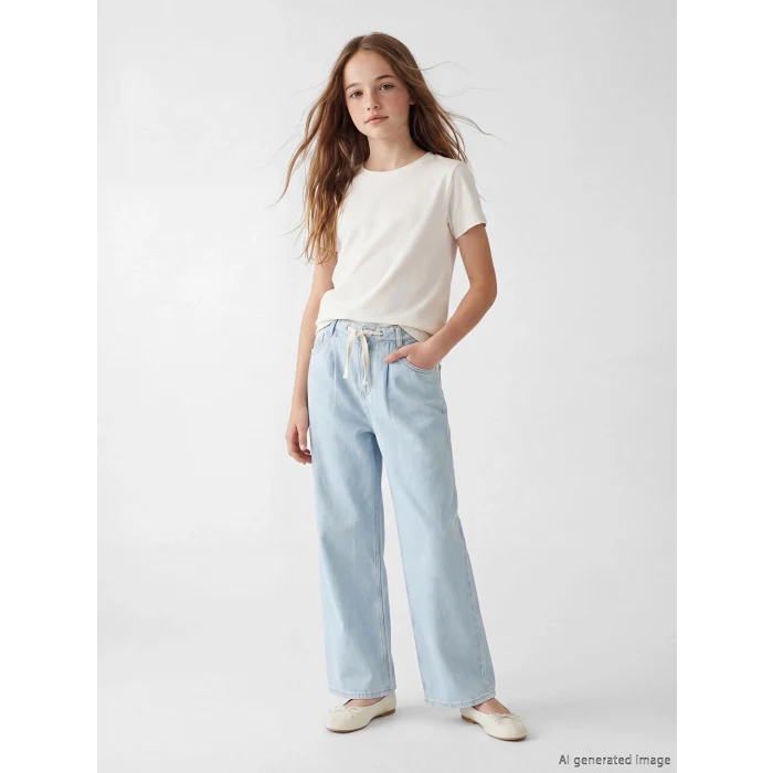 LCW Kids İndigo Baggy Fit Kız Çocuk Jean Pantolon