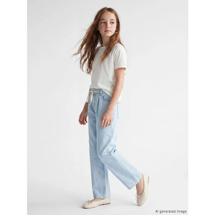 LCW Kids İndigo Baggy Fit Kız Çocuk Jean Pantolon