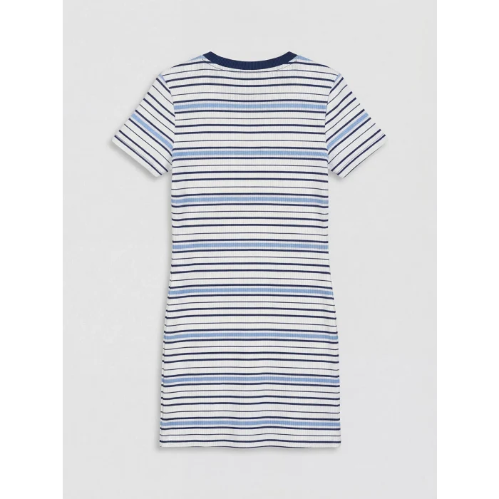 LCW Kids Lacivert Çizgili Kız Çocuk Fitilli Elbise