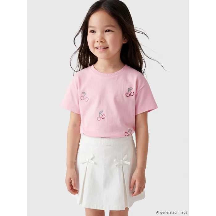 LCW Kids Pembe Fiyonk Baskılı Taşlı Kız Çocuk Tişört