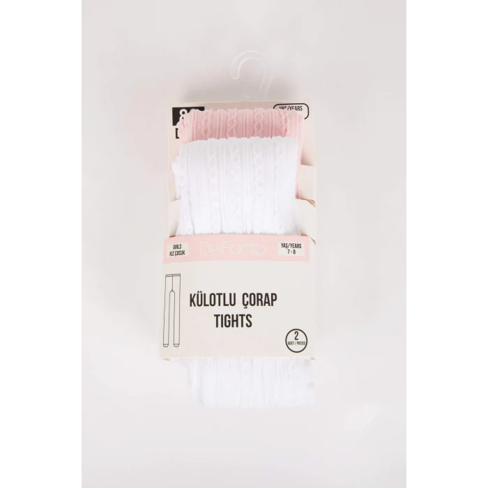 Defacto Y5004A6KR1 Çok Renkli 2li Külotlu Okul Çorabı Kız Çocuk