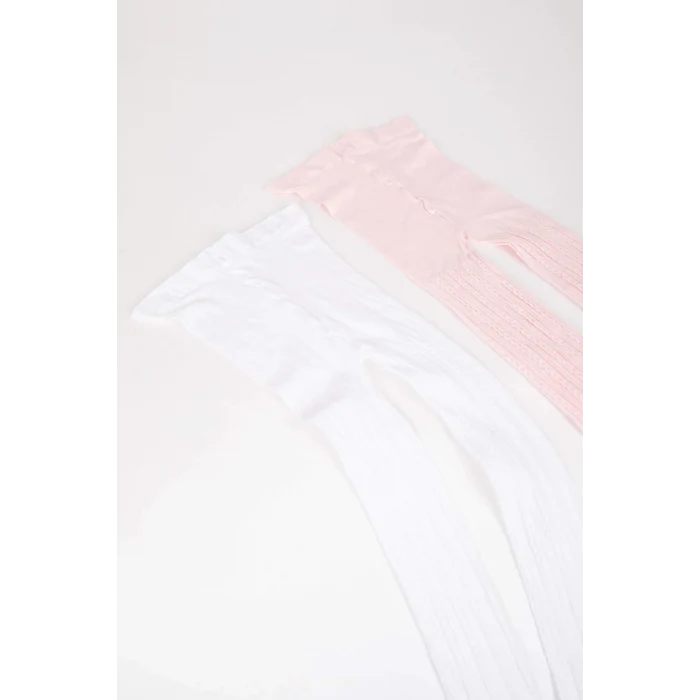 Defacto Y5004A6KR1 Çok Renkli 2li Külotlu Okul Çorabı Kız Çocuk