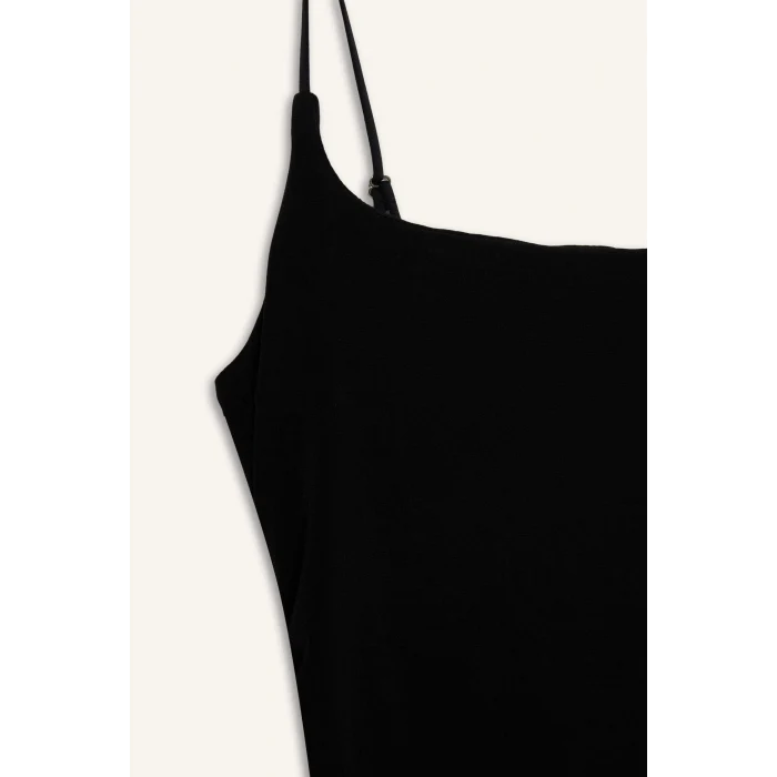 Defacto H6454AXBK81 Siyah Bodycon Vücudu Saran Maxi Elbise