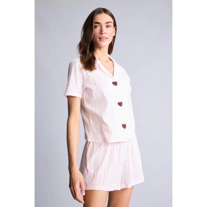 Defacto H7283AXPN648 Pembe Regular Fıt Kısa Kollu 2li Takım