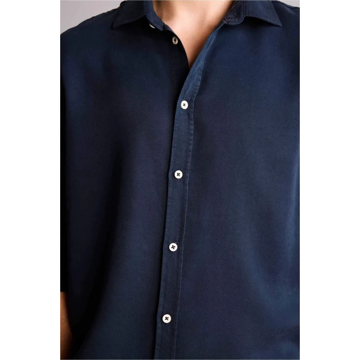 Defacto H0767AXNV175 Lacivert REGULAR FIT Akışkan Kumaş Gömlek