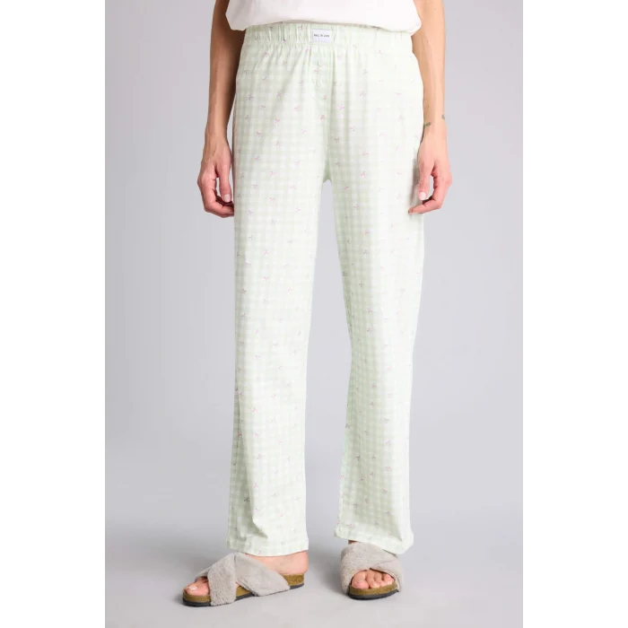 Defacto H2021AXGN1139 Yeşil Pijama Takımı Üst Kareli Alt