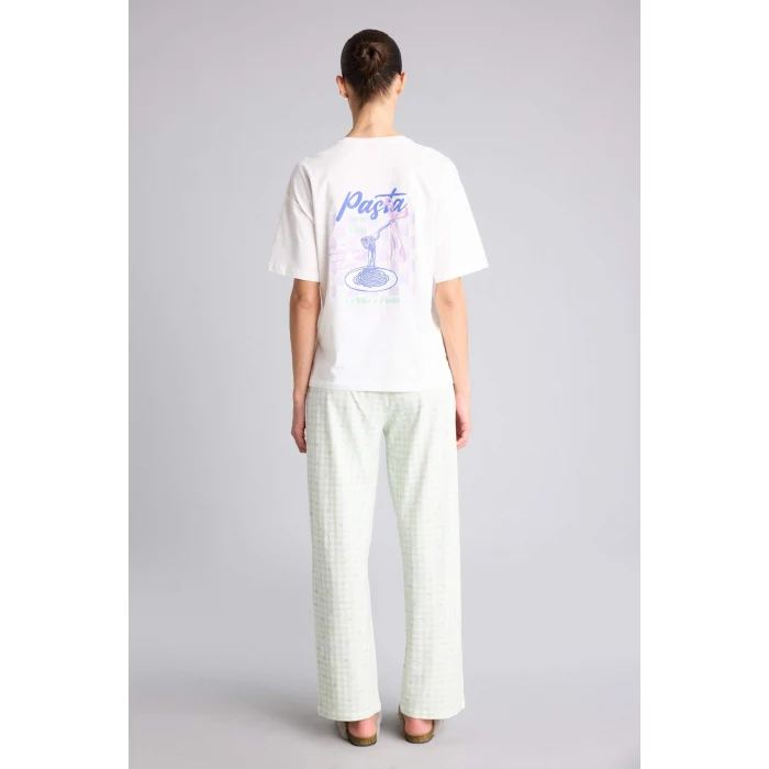 Defacto H2021AXGN1139 Yeşil Pijama Takımı Üst Kareli Alt