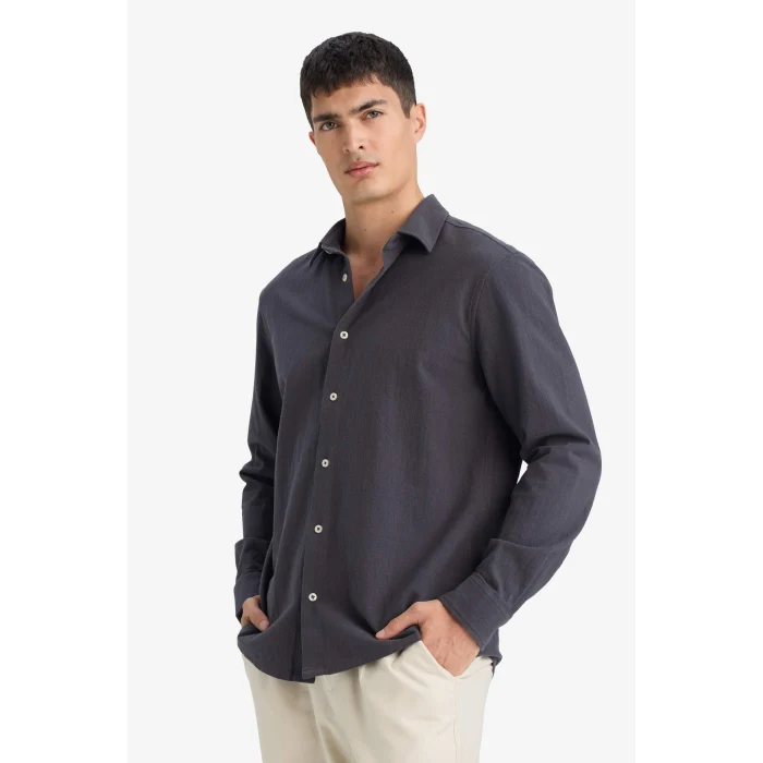 Defacto E7741AXAR191 Antrasit REGULAR FIT %100 Pamuk Gömlek