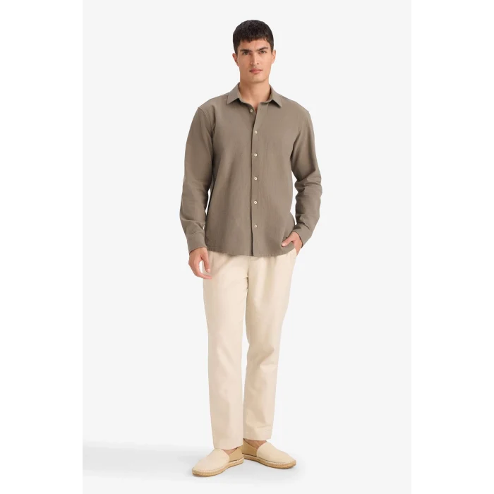 Defacto E7741AXKH403 Haki REGULAR FIT %100 Pamuk Gömlek