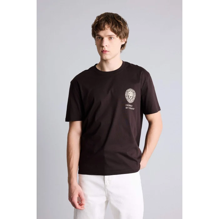Defacto G5581AXBN337 Kahve REGULAR FIT %100 Pamuk Baskılı Tişört