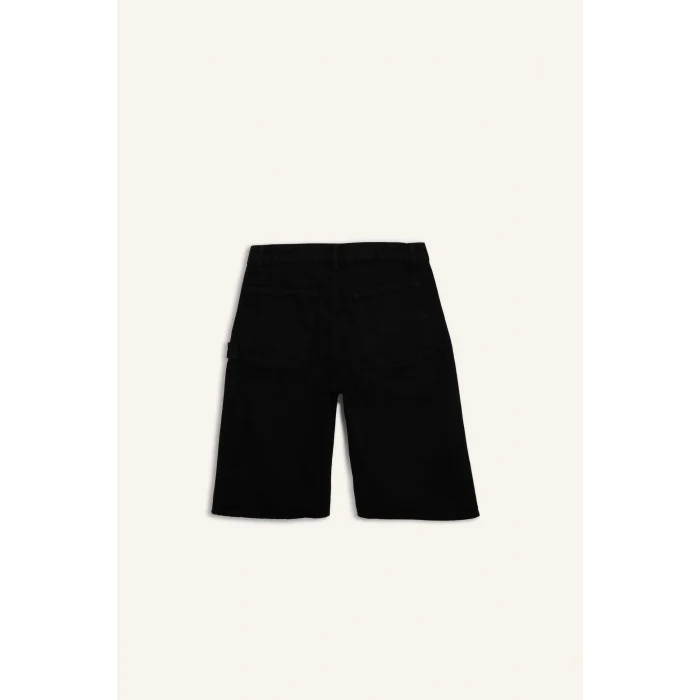 Defacto G4192AXNM40 Siyah %100 Pamuk Baggy Fıt Siyah Bermuda Şort