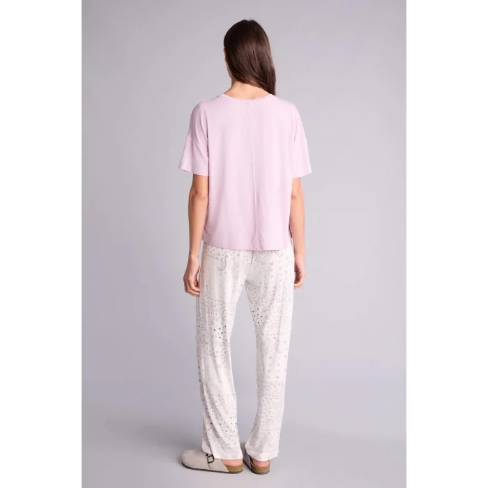 Defacto G4618AXPR336 Mor Pijama Takımı Üst Desenli Alt