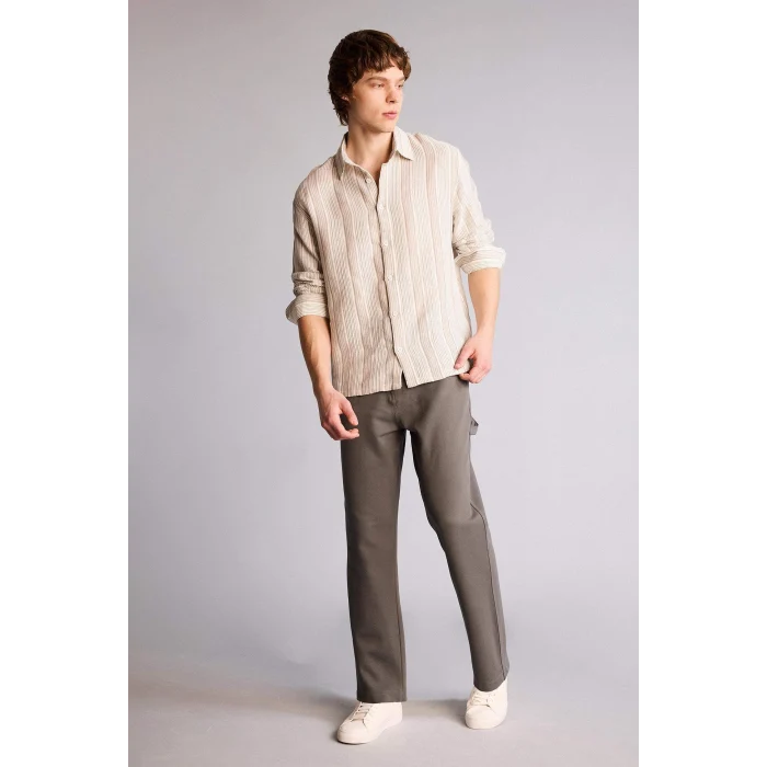 Defacto F8607AXBG766 Bej %100 Pamuk Boxy Fit Gömlek
