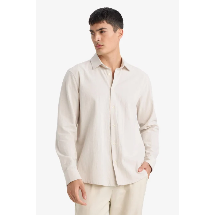 Defacto E7741AXER22 Ekru REGULAR FIT %100 Pamuk Gömlek