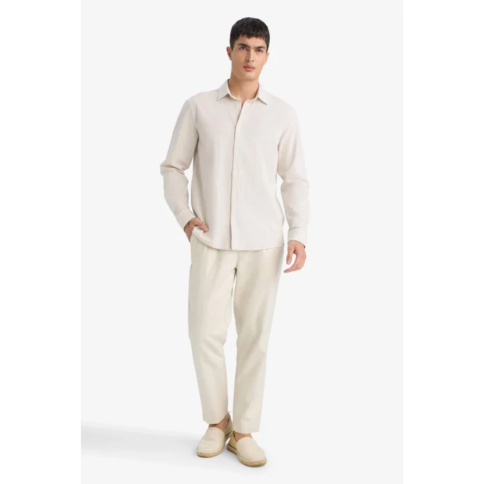 Defacto E7741AXER22 Ekru REGULAR FIT %100 Pamuk Gömlek