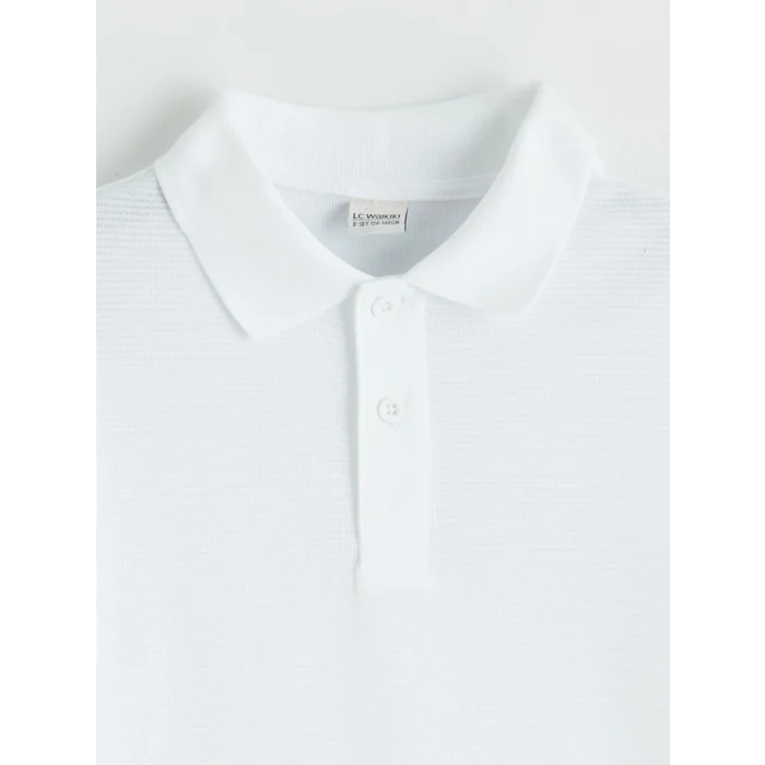 LCW Kids Beyaz Polo Yaka Dokulu Erkek Çocuk Tişört