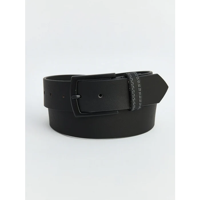LCW ACCESSORIES Siyah Deri Görünümlü Erkek Kemer
