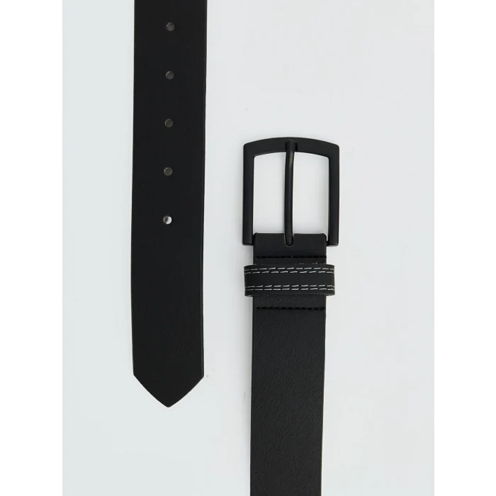 LCW ACCESSORIES Siyah Deri Görünümlü Erkek Kemer