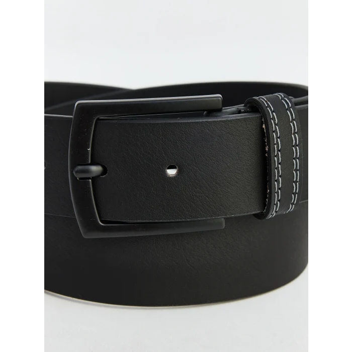 LCW ACCESSORIES Siyah Deri Görünümlü Erkek Kemer