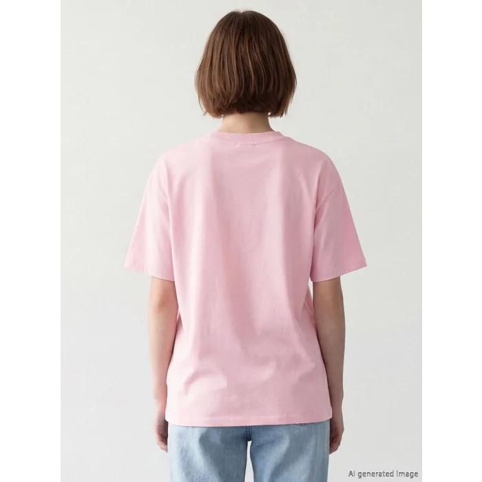 LCW Modest Pembe Bisiklet Yaka Manhattan Baskılı Kadın Tişört