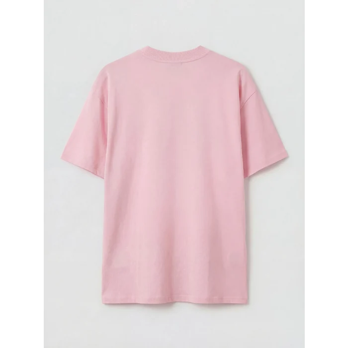 LCW Modest Pembe Bisiklet Yaka Manhattan Baskılı Kadın Tişört