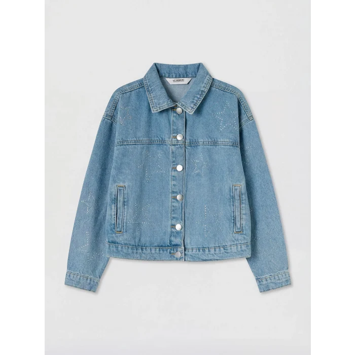 LCW Kids Mavi Taşlı Kız Çocuk Jean Ceket