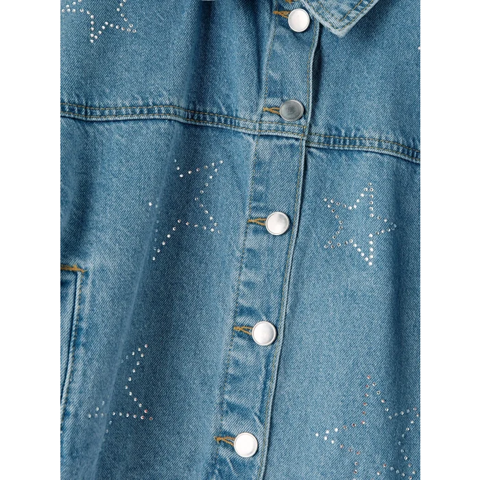 LCW Kids Mavi Taşlı Kız Çocuk Jean Ceket