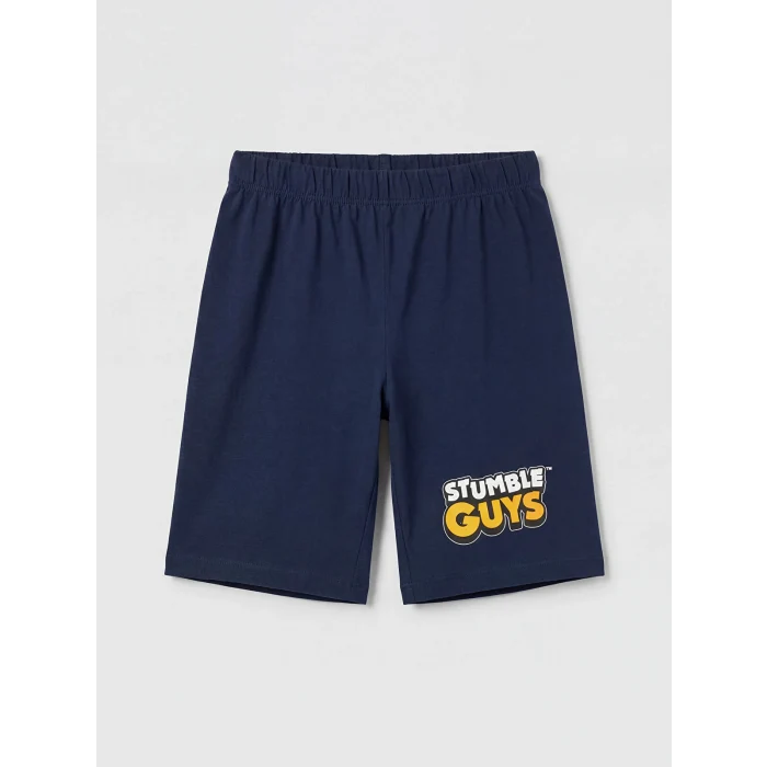 LCW Kids Beyaz Stumble Guys Baskılı Erkek Çocuk Şortlu Pijama Takımı