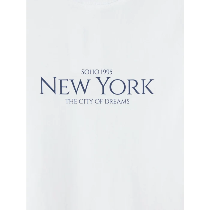 LCW Vision Beyaz New York Baskılı Kadın Tişört