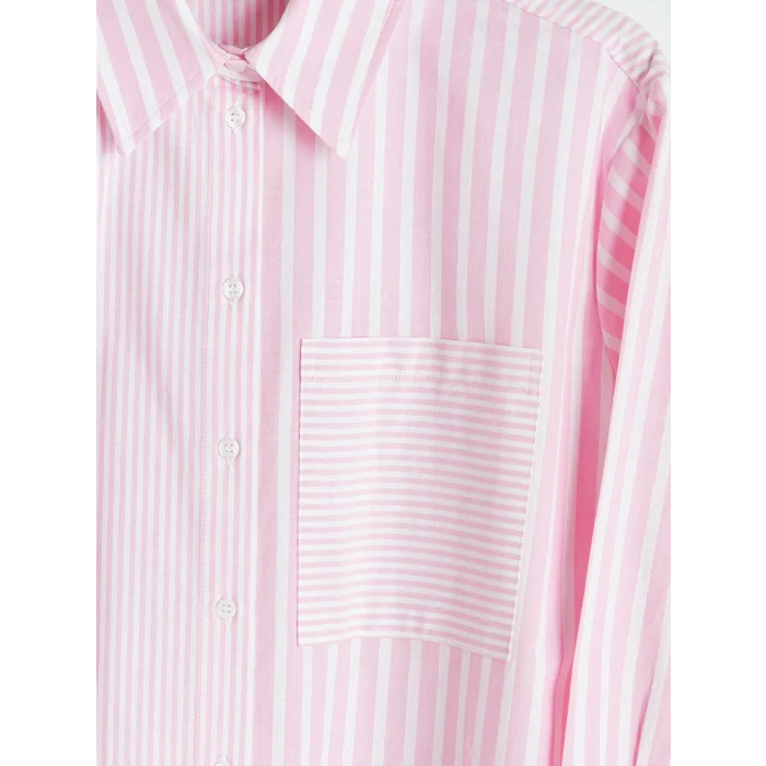 LCW Modest Pembe Çizgili Kadın Gömlek Tunik