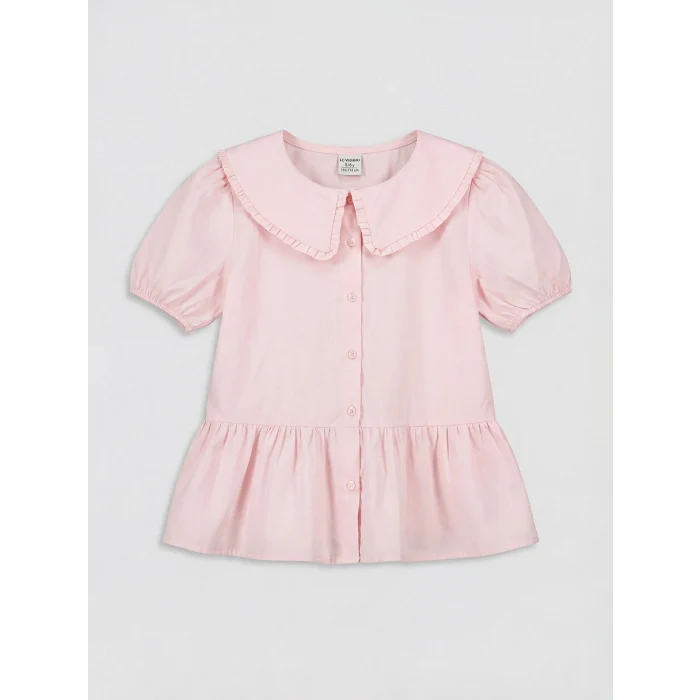 LCW Kids Pembe Bebe Yaka Kız Çocuk Gömlek