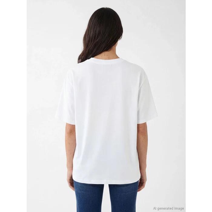 LCW Vision Beyaz New York Baskılı Oversize Kadın Tişört